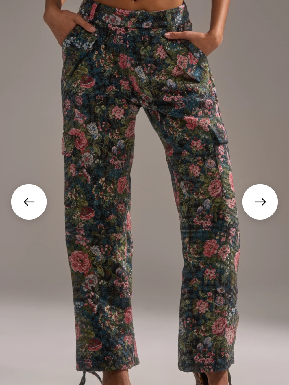 Floral rhinestone cargo trousers